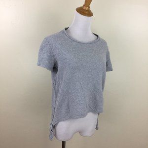 MADEWELL Light Gray/Blue Tie Hem Textured Short Sleeve Shirt